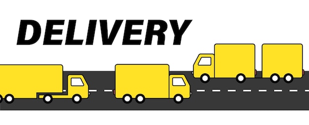 Cargo trucks driving on the highway Modern illustration about delivery purchase transportation