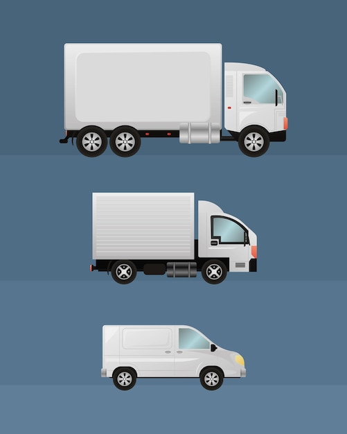 Cargo trucks mockups set