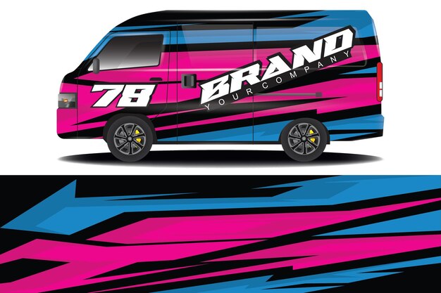 cargo van wrap sticker design. Abstract graphic line racing background kit design for vehicle wrap,