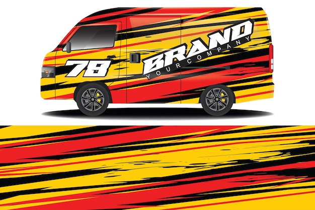 cargo van wrap sticker design. Abstract graphic line racing background kit design for vehicle wrap,