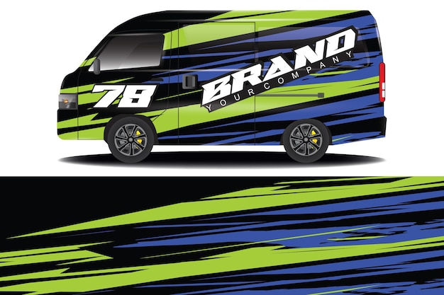 cargo van wrap sticker design. Abstract graphic line racing background kit design for vehicle wrap,