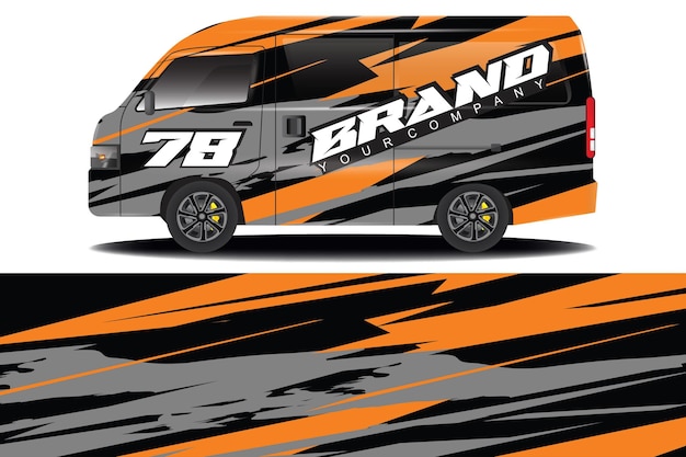 cargo van wrap sticker design. Abstract graphic line racing background kit design for vehicle wrap,