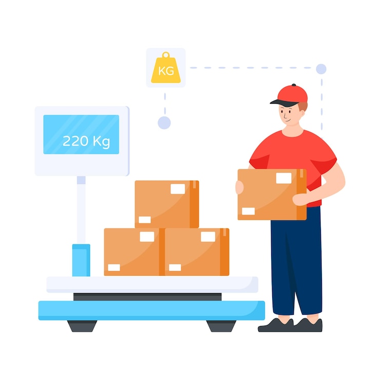 Vector cargo weight flat illustration vector