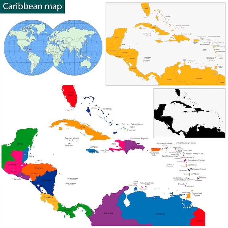 वेक्टर caribbean map