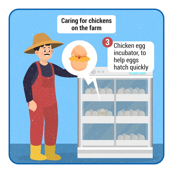Vector caring for chickens on the farm_3