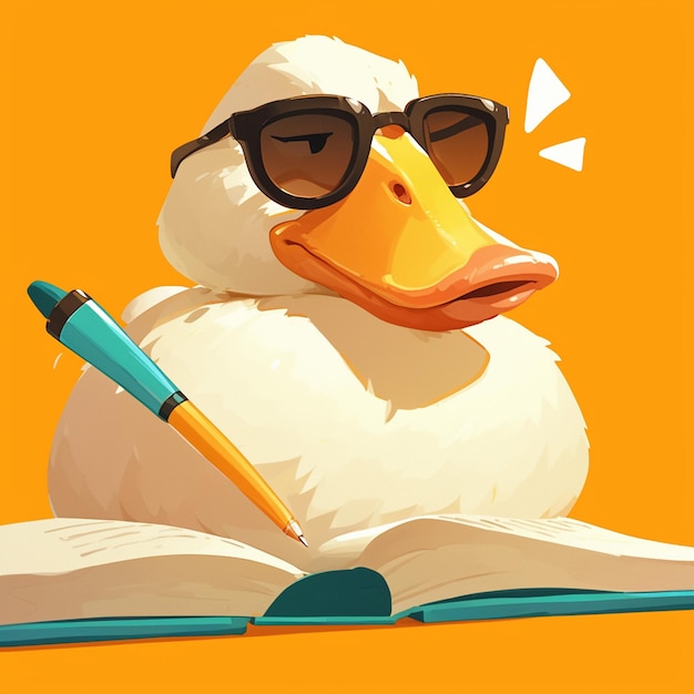 Vector a caring goose writer cartoon style