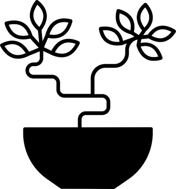 ベクトル カルモナ・ボンサイの植物のグリフとラインベクトルイラスト