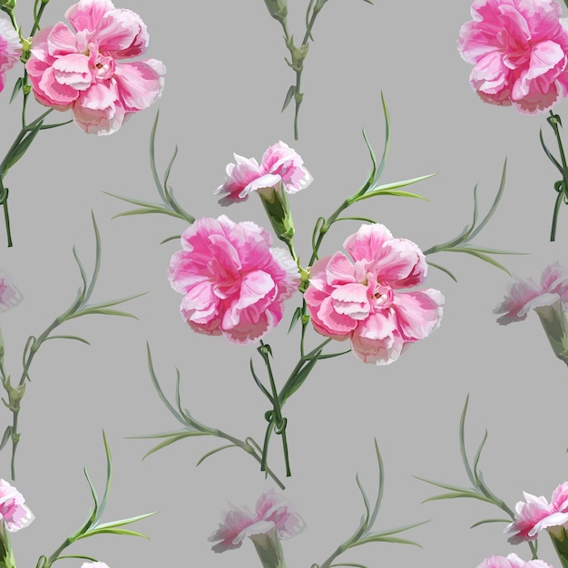 Vector carnation flower seamless pattern