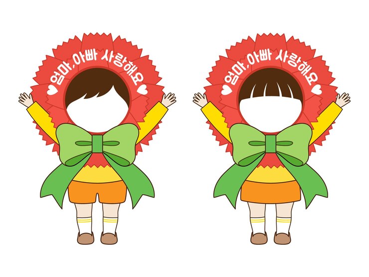Vector a carnation illustration to create a thankyou card by synthesizing children faces in parent's day