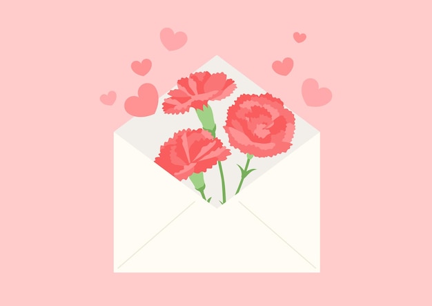 Carnations in a white envelope