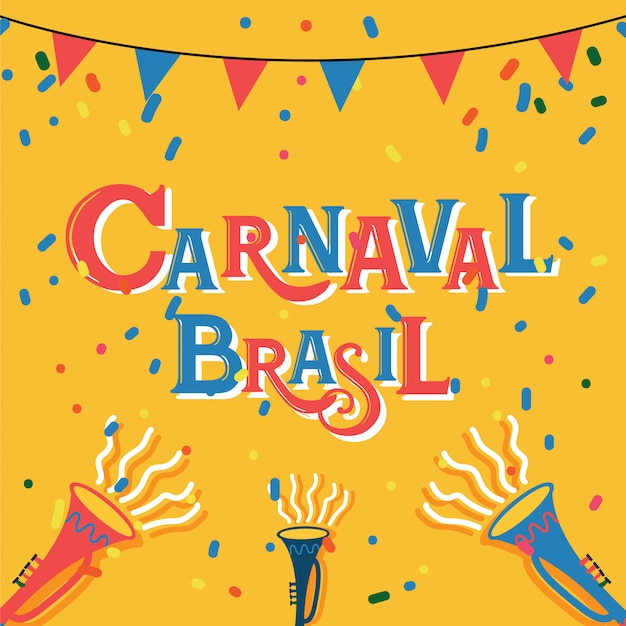 Carnaval Brasil Celebration Background with Colorful Party Elements.Event in Brazil