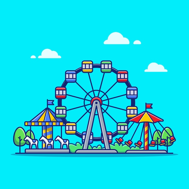 Carnaval Circus Festival Cartoon Icon Illustration. Park And Recreation Icon Concept Isolated Premium . Flat Cartoon Style