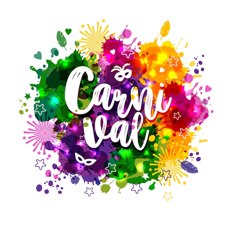 Vector carnaval mardi gras op veelkleurige aquarel vlekken