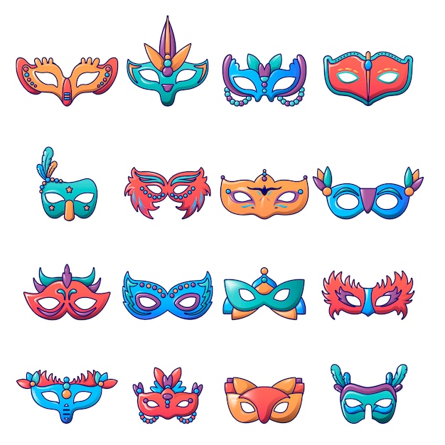 Carnaval-masker Venetiaanse geplaatste pictogrammen
