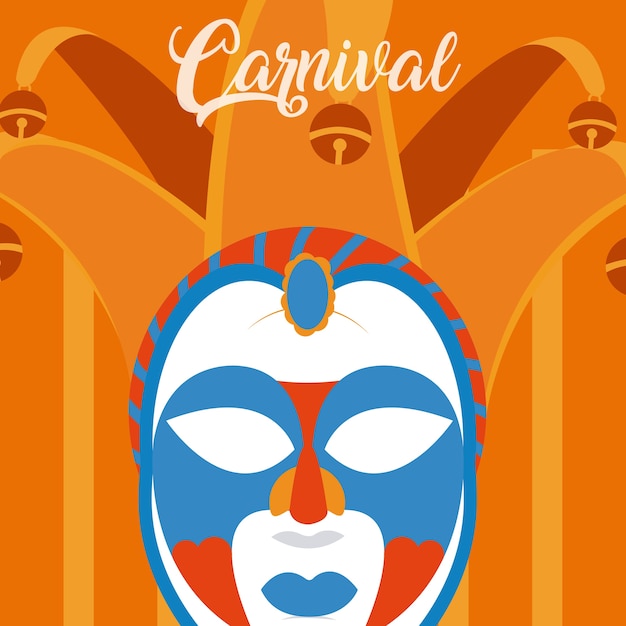 Carnaval met masker en confeti