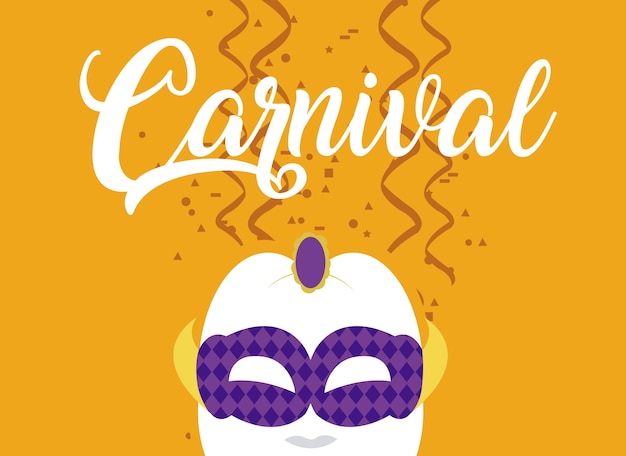 Carnaval met masker en confeti