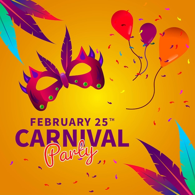 Carnaval-partijaffiche in vlak ontwerp