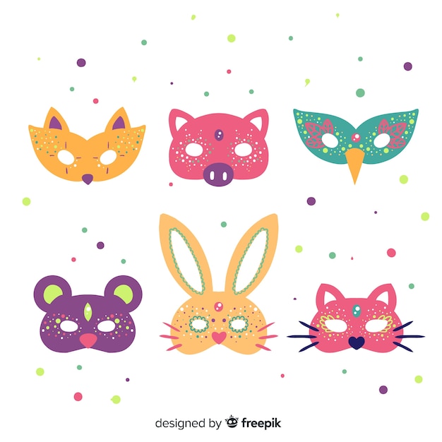 Vector carnival animal mask collection