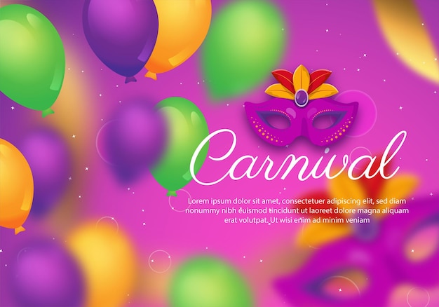 Carnival banner with balloons star particles gold ribbon