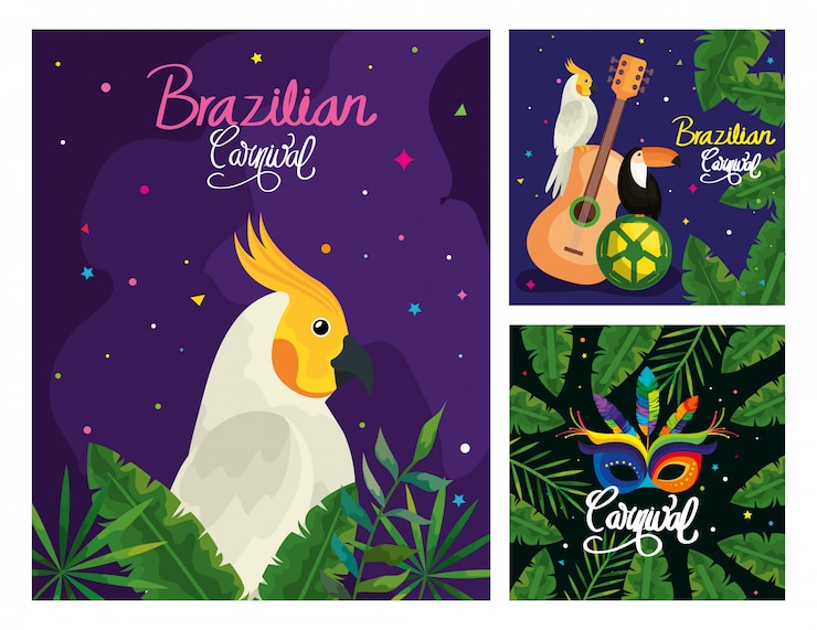 Vector carnival brazil cards