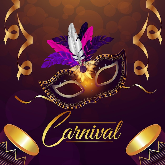 Carnival brazil party event with golden mask