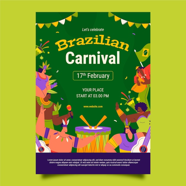 Vector carnival celebration vertical poster template