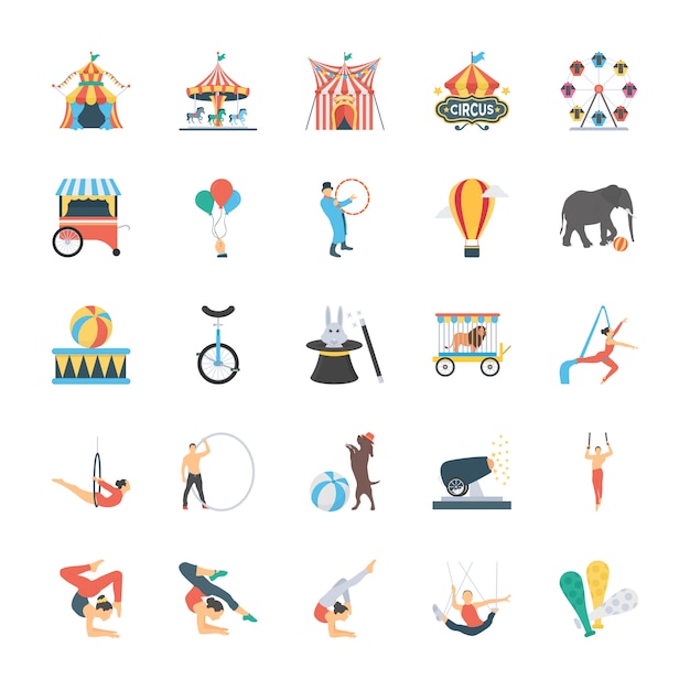 Vector carnival circus flat icons