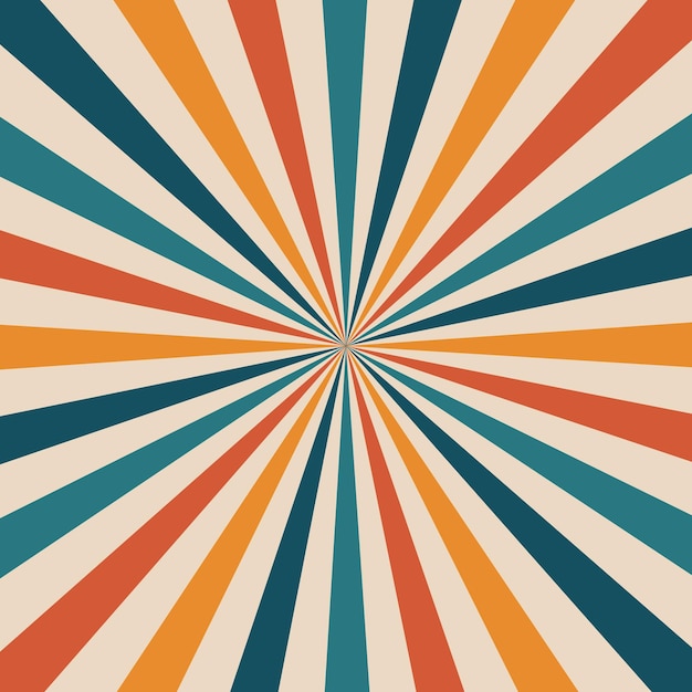 Carnival or circus retro rays background Vintage vector layout sunbeam burst Backdrop with red blue and yellow muted radiating stripes creating hypnotic effect evoking a sense of nostalgia