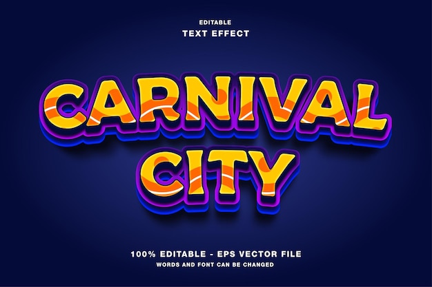 Carnival city 3d cartoon редактируемый текстовый эффект