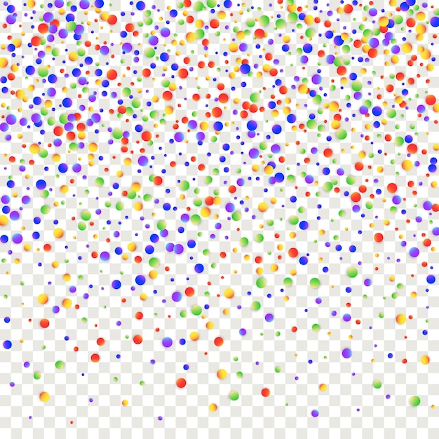 carnival confetti carnaval party background sylvester design isolated masquerade border with falling round dots rainbow birthday poster red blue green orange banner on transparent backdrop