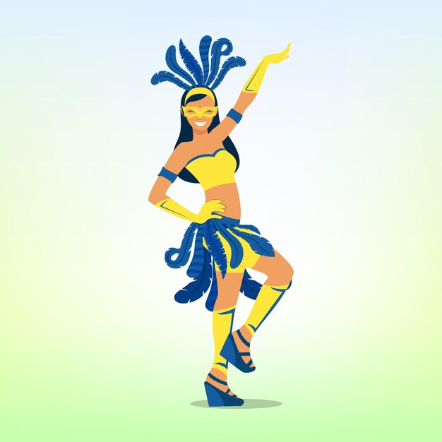 Вектор Премиум-векторная иллюстрация карнавальной танцовщицы