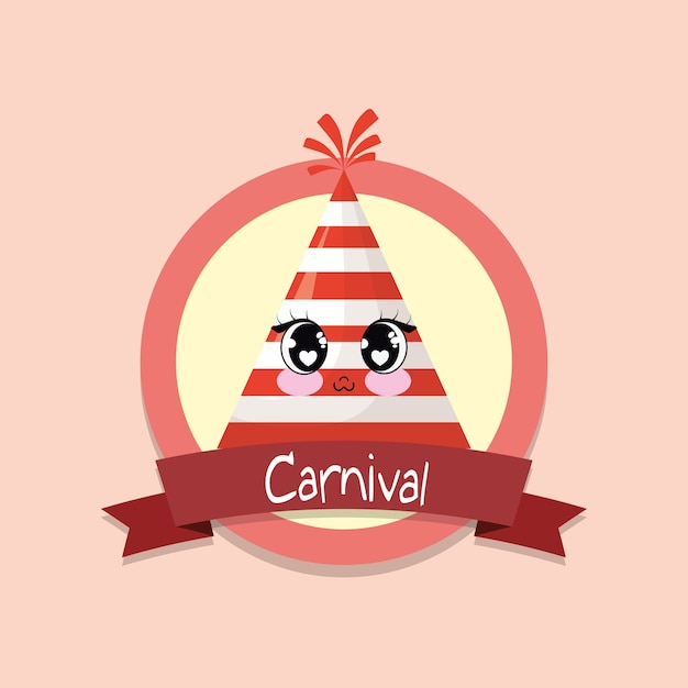 Design di carnevale con cappello da festa kawaii