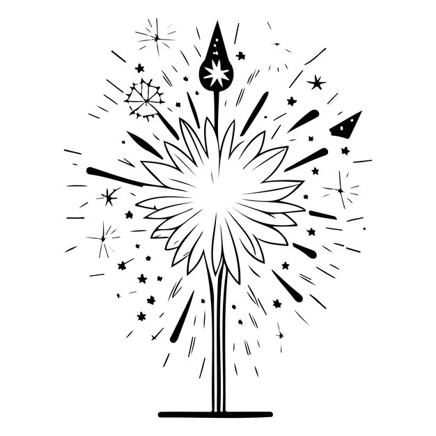 Simboli di fuochi d'artificio di carnevale disegno illustrato a mano