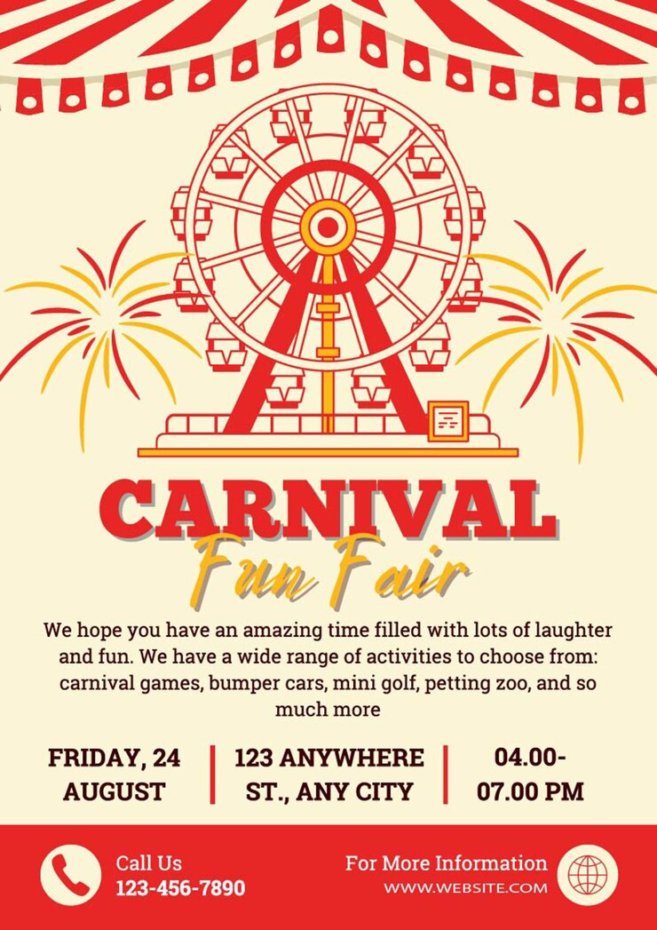 Vector carnival fun fair flyer banner design social media post template