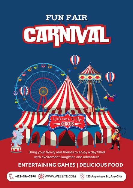 Carnival Fun Fair flyer banner design sociale media post sjabloon