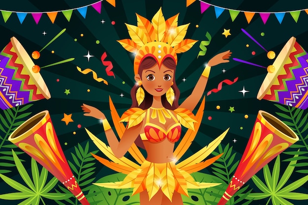 Vector carnival gradient brazilian carnival background