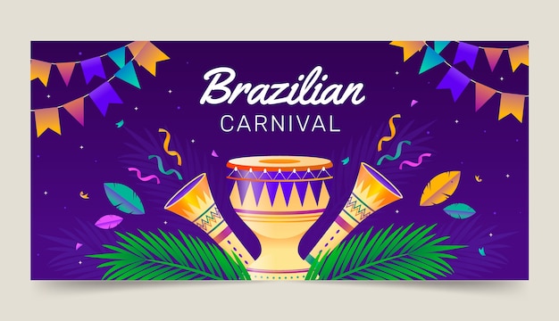 Carnival gradient brazilian carnival horizontal banner template