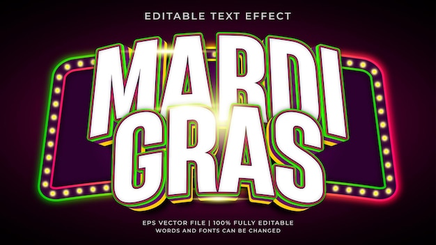 Carnival mardi gras editable text effect