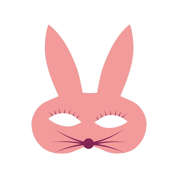 Carnival mask in the form of rabbit festive element for holiday flat cartoon vector illustration