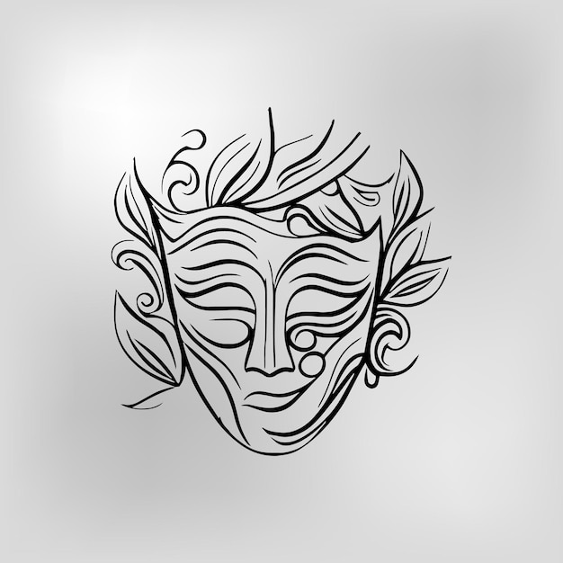 Carnival Mask vector black and white