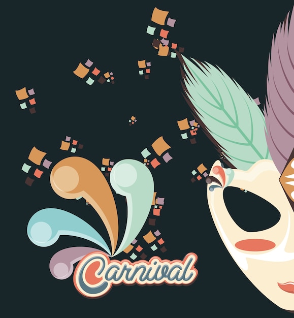 carnival mask vintage icon vector illustration design