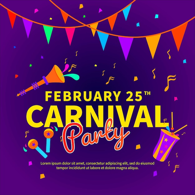 Carnival party poster in flat design