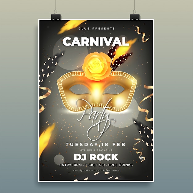 carnival party template or dance flyer design with illustration