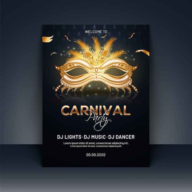 Carnival party template or invitation card design with realistic