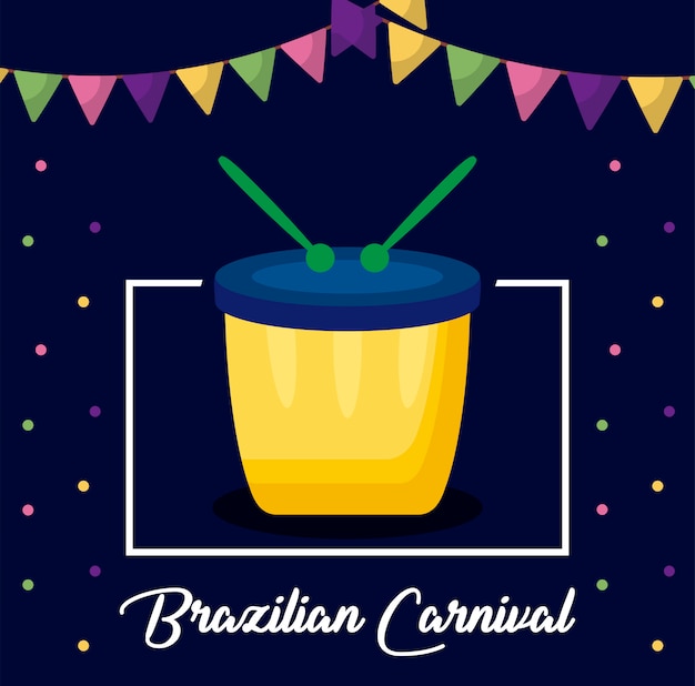 Carnival rio janeiro card with drum