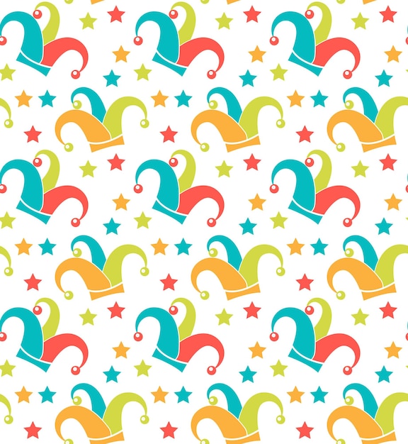 Carnival seamless pattern. Purim repetitive texture. Holiday, masquerade, festival, party. Endless background, backdrop, wallpaper, paper. Vector illustration.