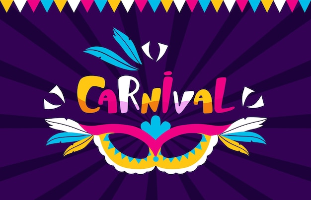 carnival text banner carnaval logo with flags garlands party poster brasil or mexican fiesta background festival neoteric vector design
