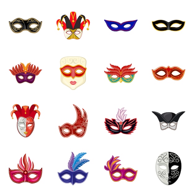  carnival and theatrical symbol. Set carnival and mystery