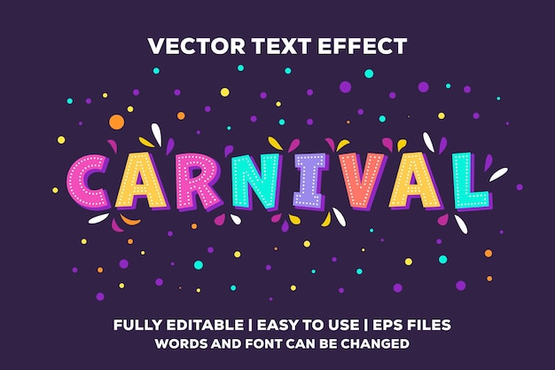 Карнавальный векторный текстовый эффект полностью редактируемый