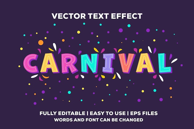 完全に編集可能なカーニバル ベクトル テキスト効果
